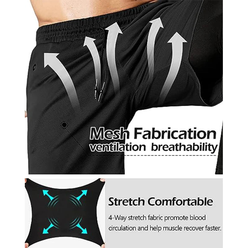 Men's 2-in-1 Sport Pants – Athletic Training Tracksuit Jogging Trousers