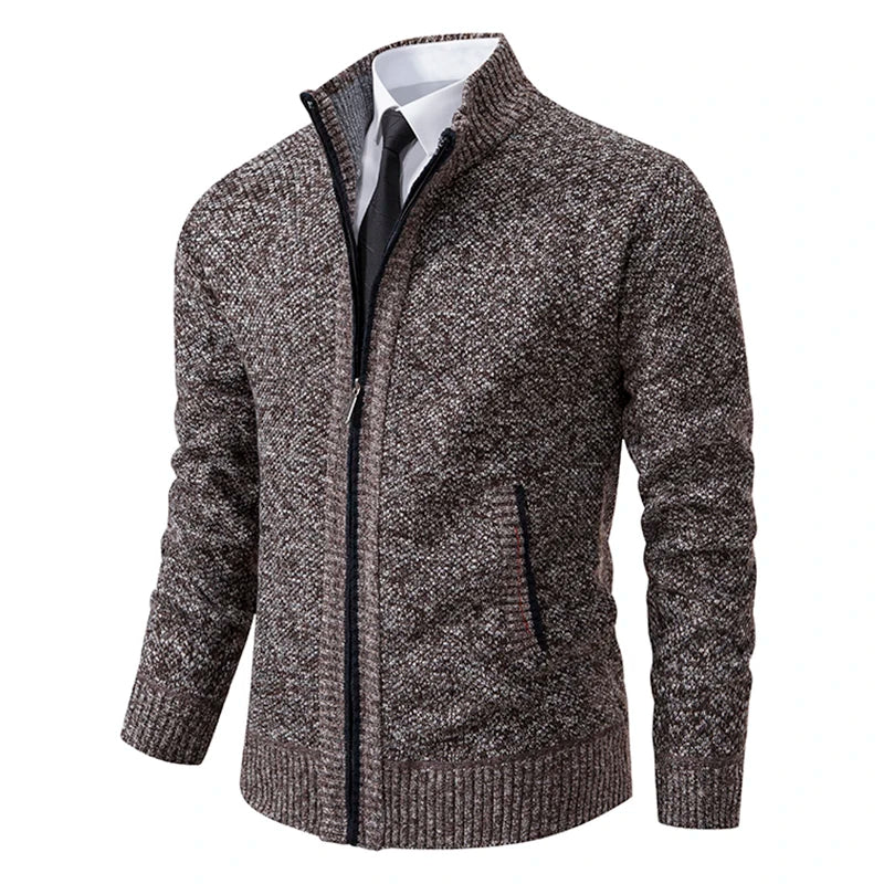 Men's Fleece Warm Zipper Cardigan – Stand Collar Sports Coat