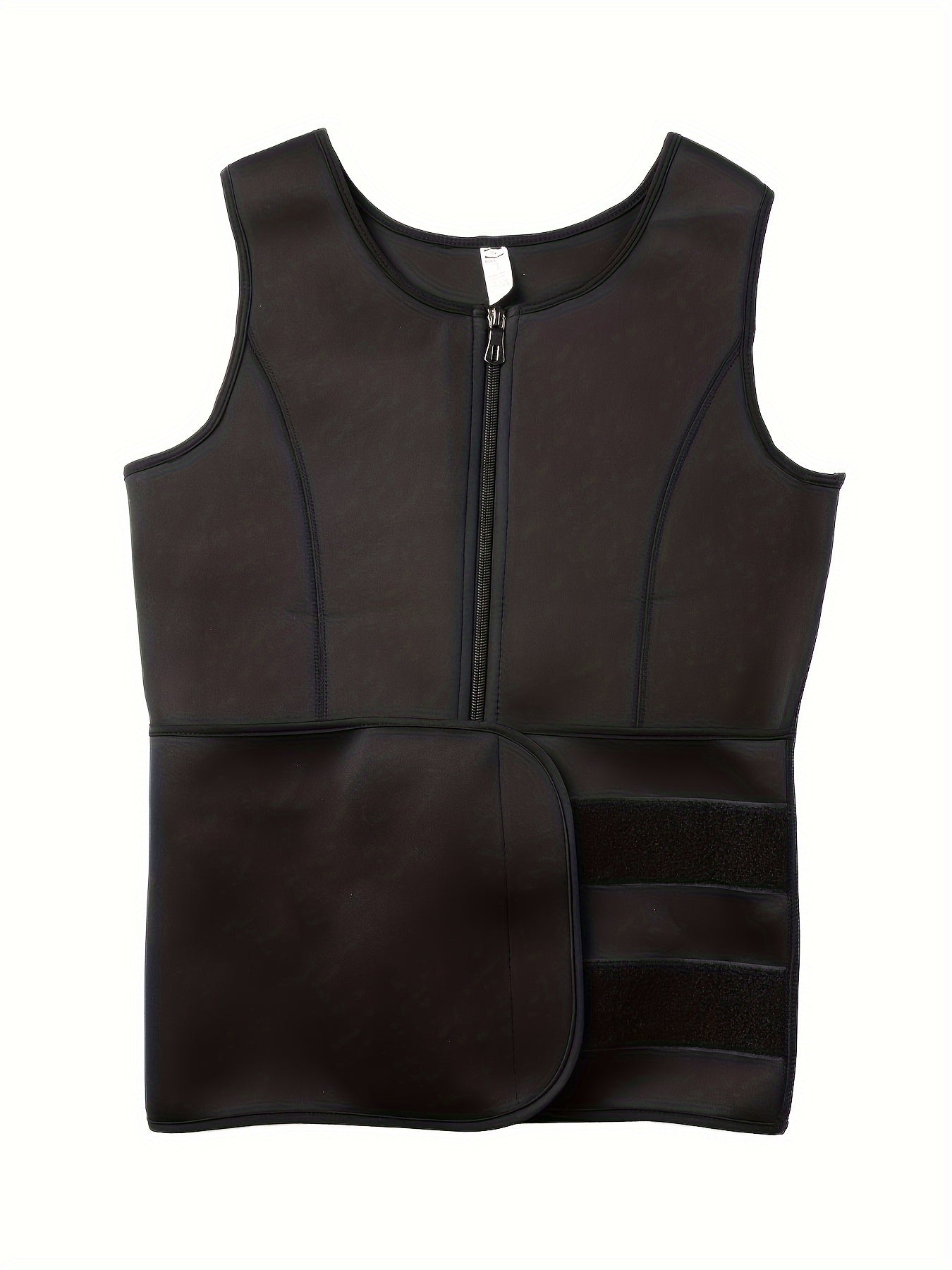 Slim Athletic Mid Stretch Compression Vest - Men's Zip Up Waist Trainer Body Shaper Tank Top For Workout Fitness Gym