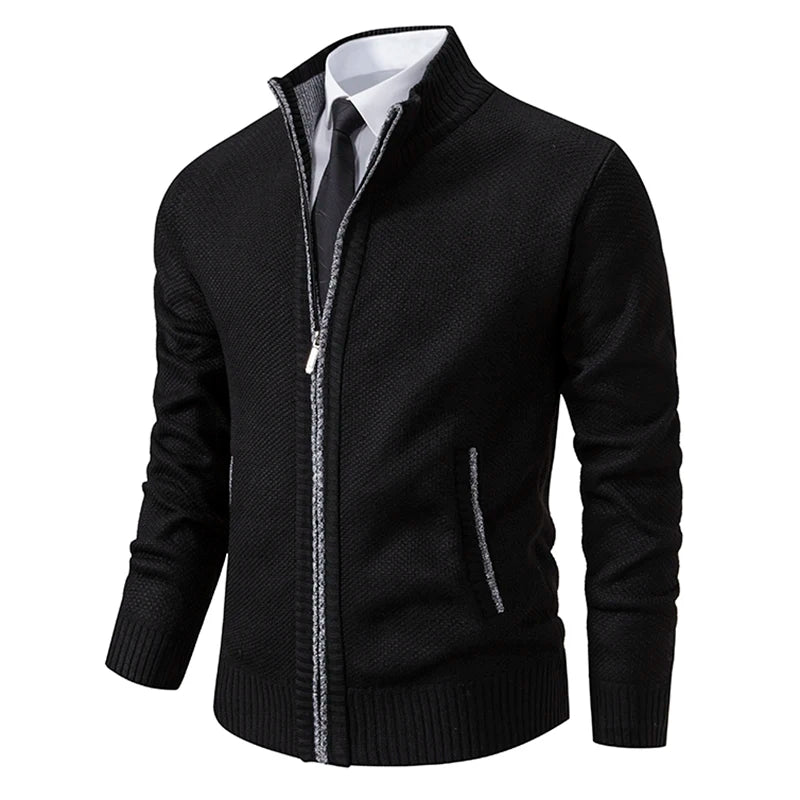 Men's Fleece Warm Zipper Cardigan – Stand Collar Sports Coat