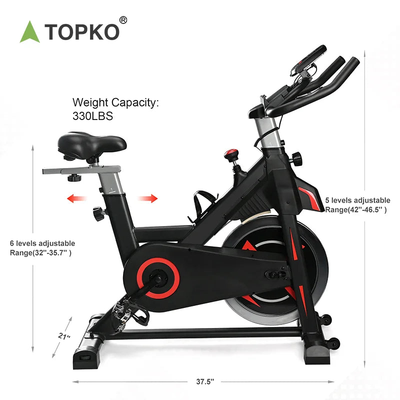 TOPKO US Warehouse Adjustable Height and Seat Fitness for Spinning Bike Steel Exercise Spin Bike for Home Gym Use Spinning Bike