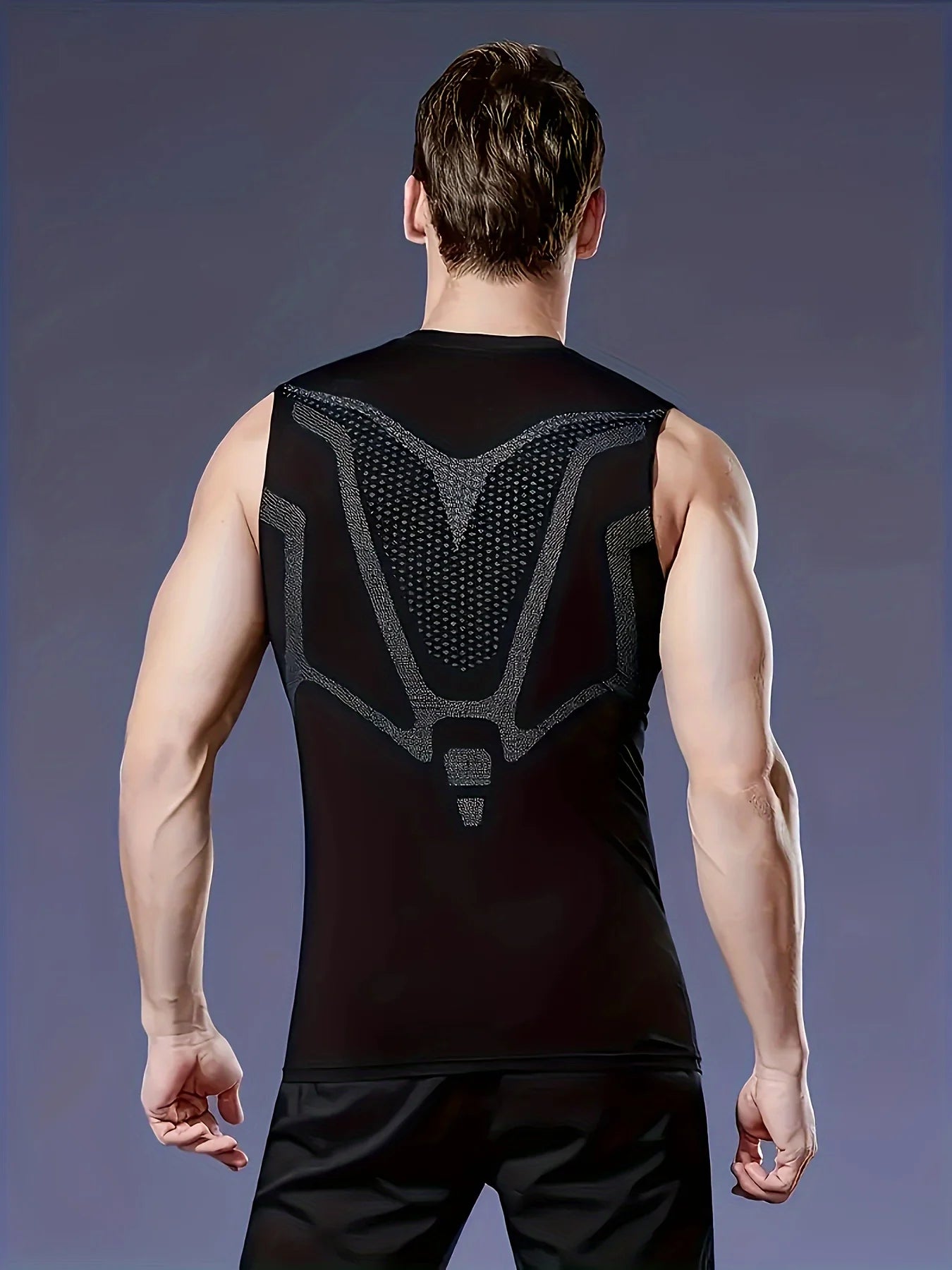 Mens Sleeveless Quick Dry Compression Tank Top - Breathable, Lightweight, Moisture-Wicking, Four-Way Stretch for Running, Traini