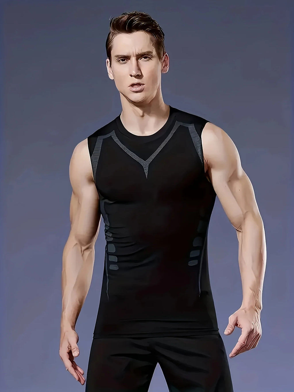 Mens Sleeveless Quick Dry Compression Tank Top - Breathable, Lightweight, Moisture-Wicking, Four-Way Stretch for Running, Traini