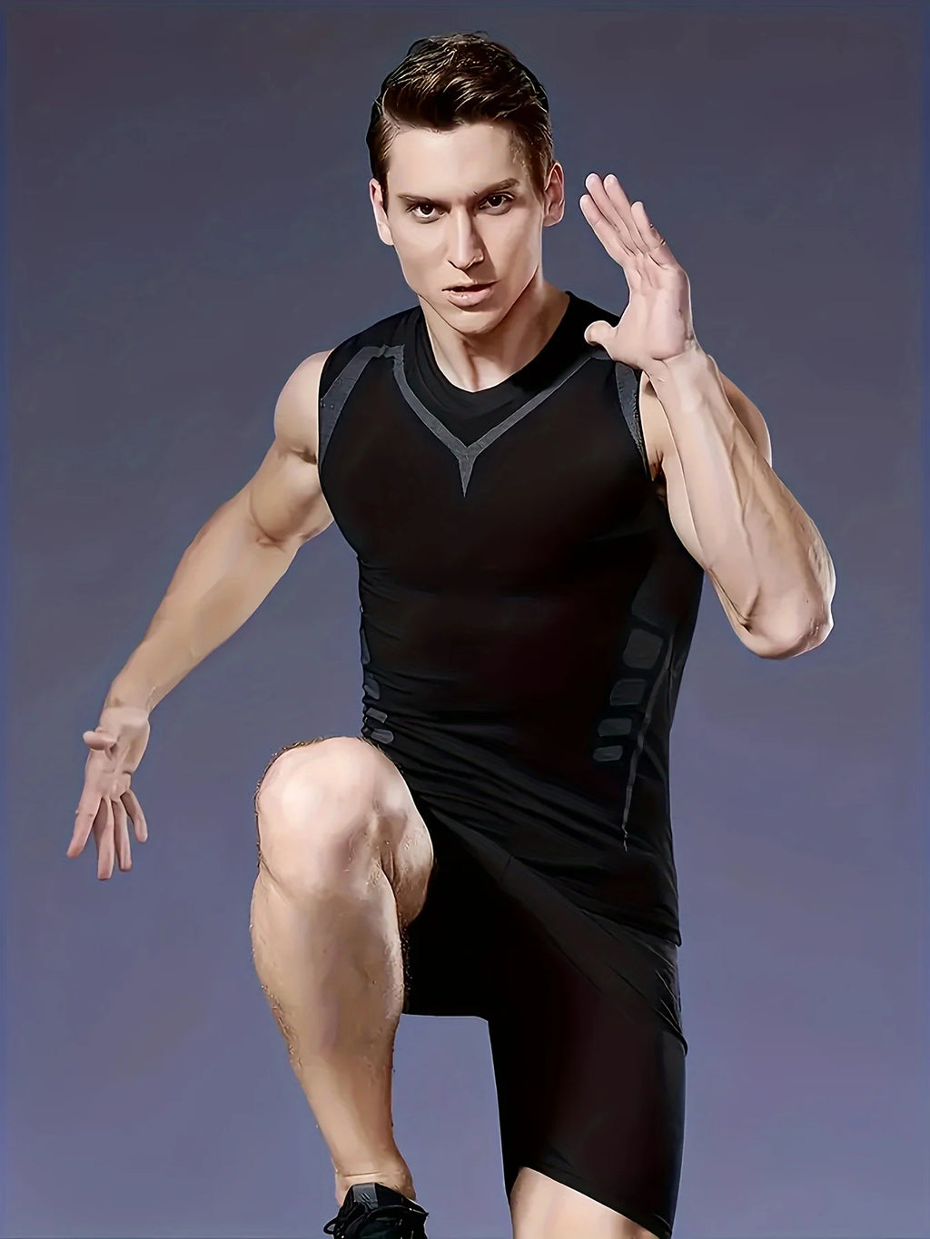 Mens Sleeveless Quick Dry Compression Tank Top - Breathable, Lightweight, Moisture-Wicking, Four-Way Stretch for Running, Traini