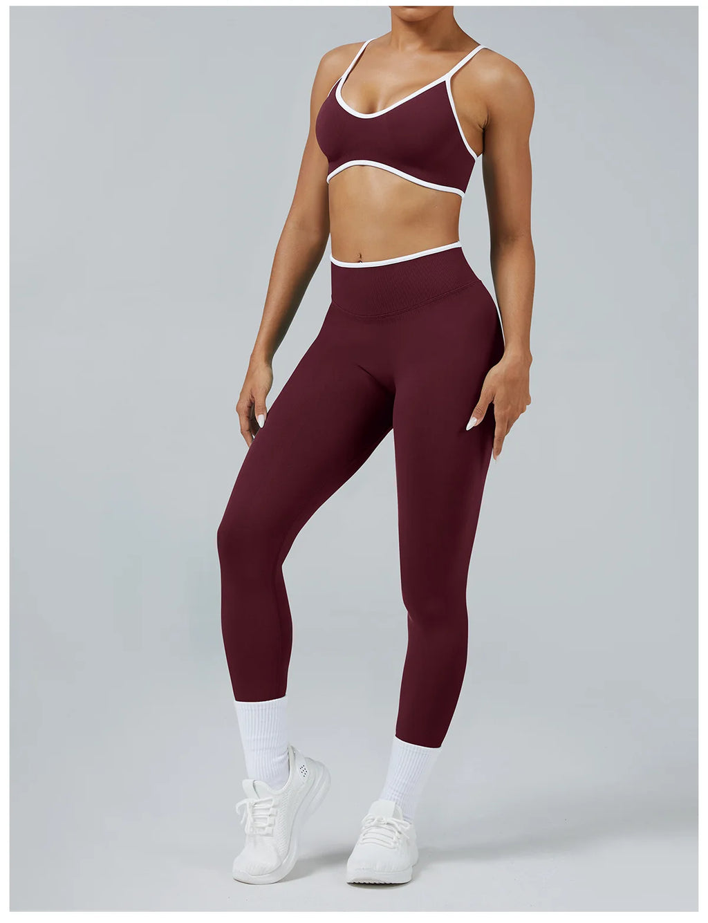 Women's Color Block Yoga Set – Sports Bra & High Waist Shorts