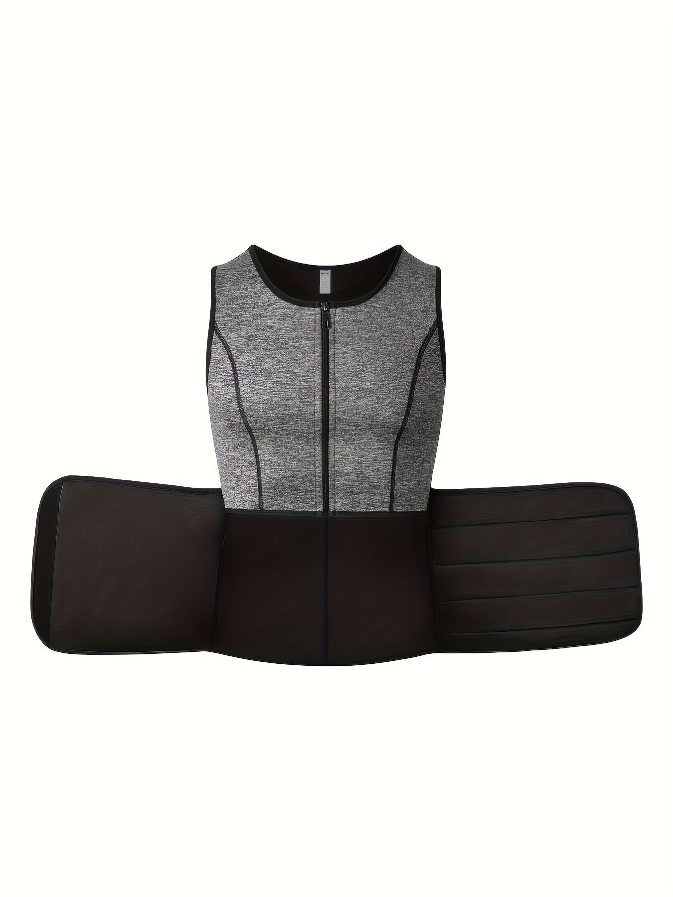 Slim Athletic Mid Stretch Compression Vest - Men's Zip Up Waist Trainer Body Shaper Tank Top For Workout Fitness Gym
