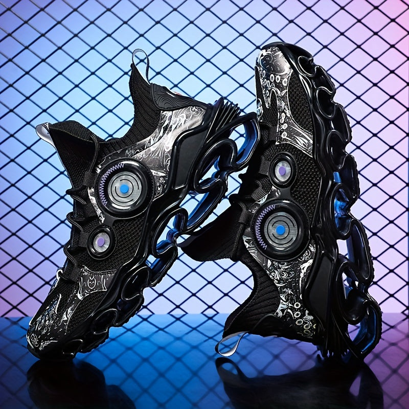 Men's Trendy Breathable Shock-Absorbing Blade Sneakers For Jogging Tennis Gym, Spring And Summer