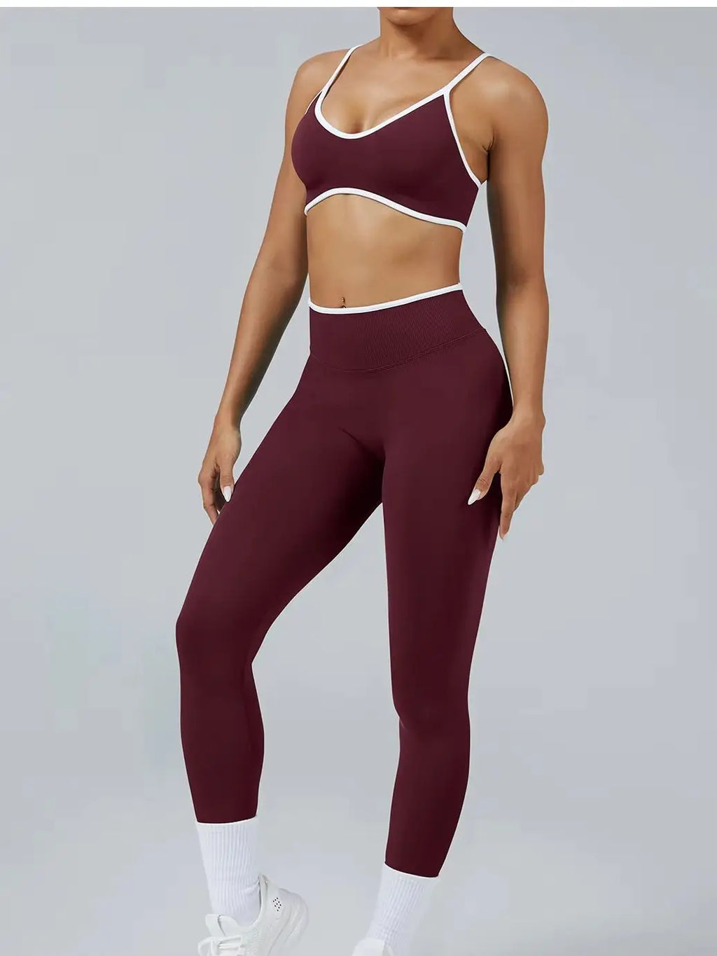 Women's Color Block Yoga Set – Sports Bra & High Waist Shorts