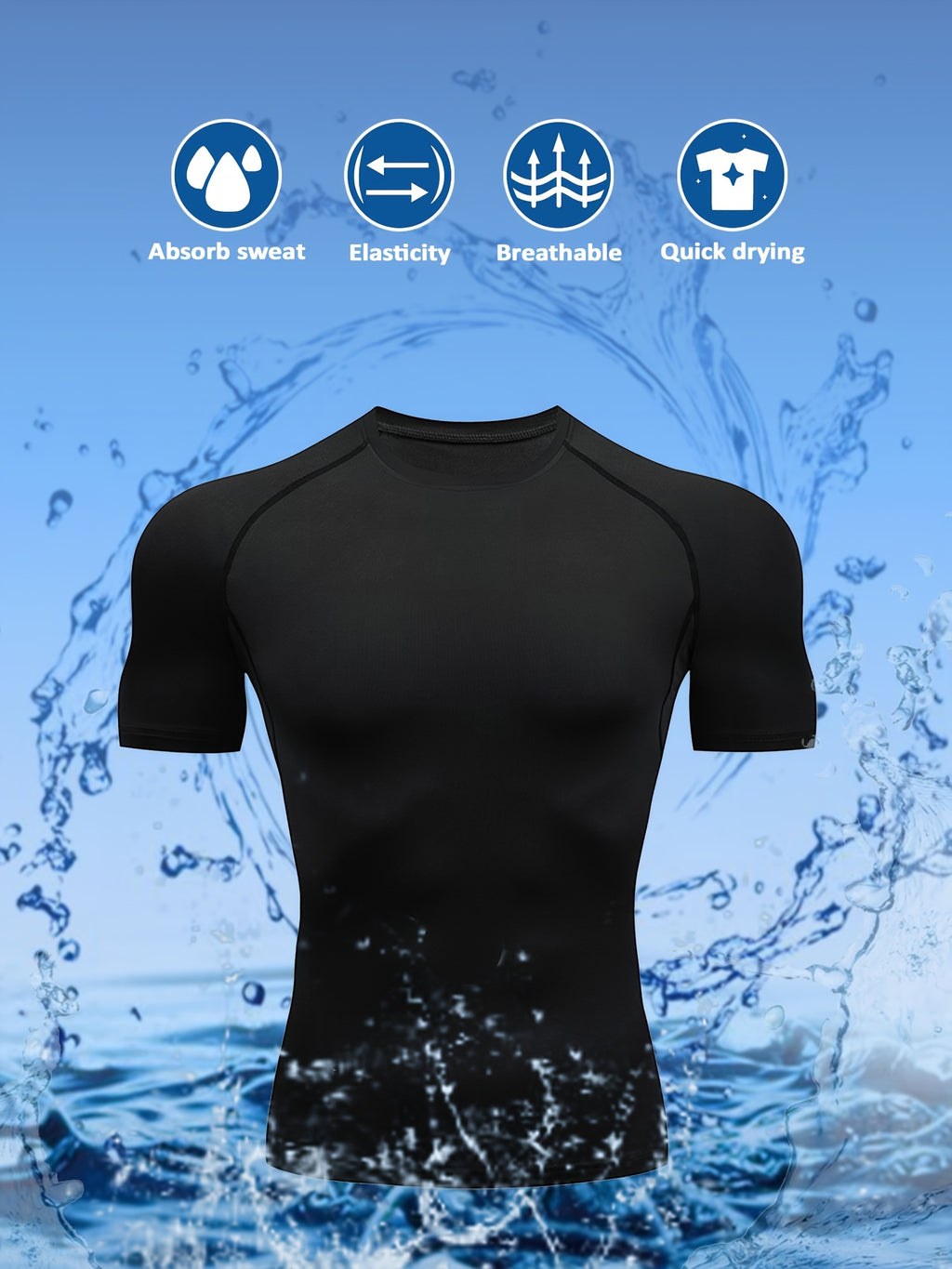 Ultra-Soft ComfyFit T-Shirt - Quick-Drying, Highly Stretchy, Sweat-Absorbing, Breathable, and Moisture-Wicking for Men's Summer Outdoor Fitness Activities and Sports - Ideal for Gym, Running, Cycling, and Hiking