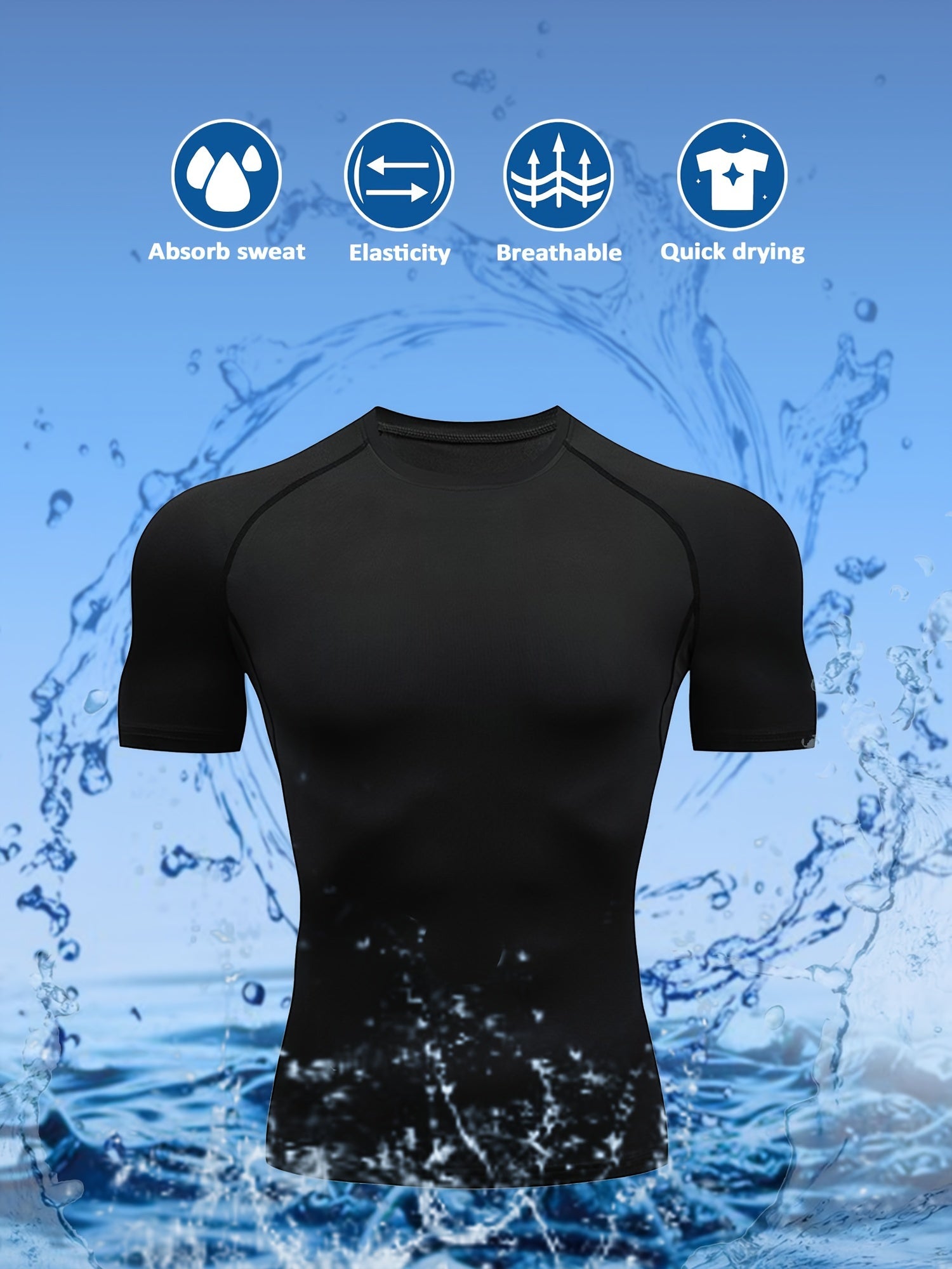 Ultra-Soft ComfyFit T-Shirt - Quick-Drying, Highly Stretchy, Sweat-Absorbing, Breathable, and Moisture-Wicking for Men's Summer Outdoor Fitness Activities and Sports - Ideal for Gym, Running, Cycling, and Hiking