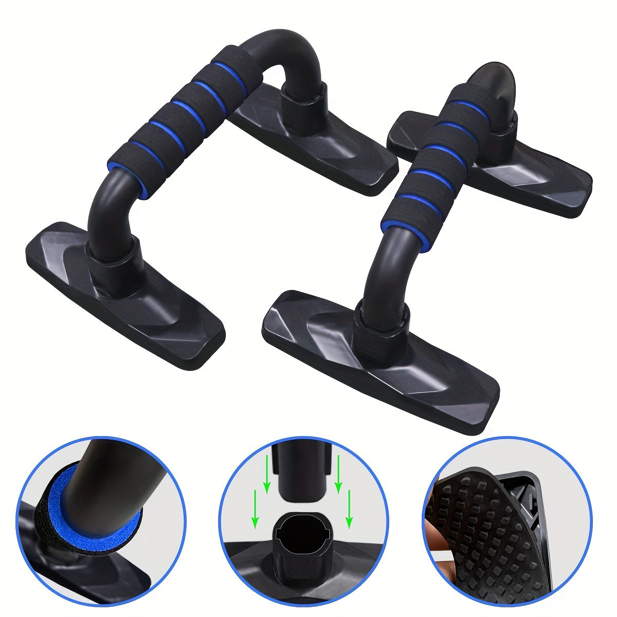 1 Pair Ergonomic Push-Up Bars for Men - Non-Slip, Portable Strength Training Stands with Textured Grip, 300 lbs Capacity, Ideal for Home & Gym Workouts, Easy Assembly, Gym Accessories
