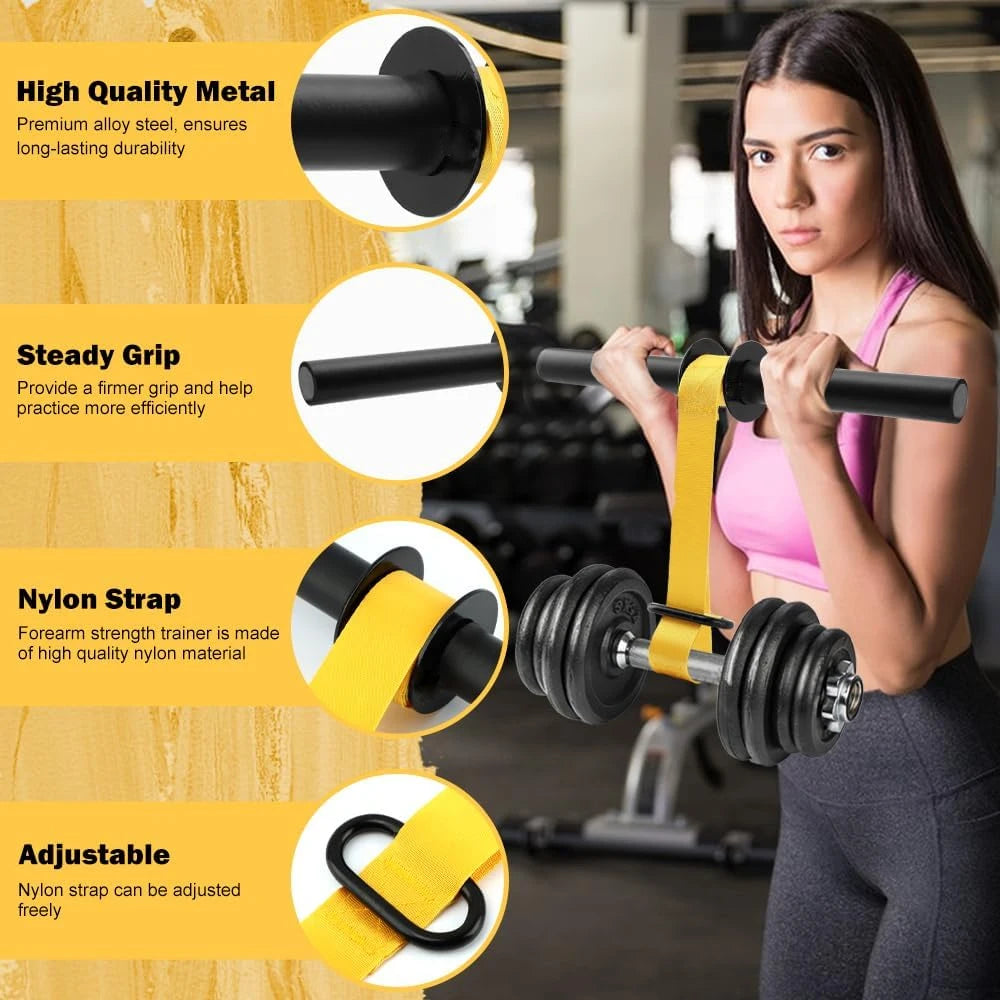 Forearm Strength Trainer Wrist Roller – Adjustable Non-Slip Home Gym Equipment