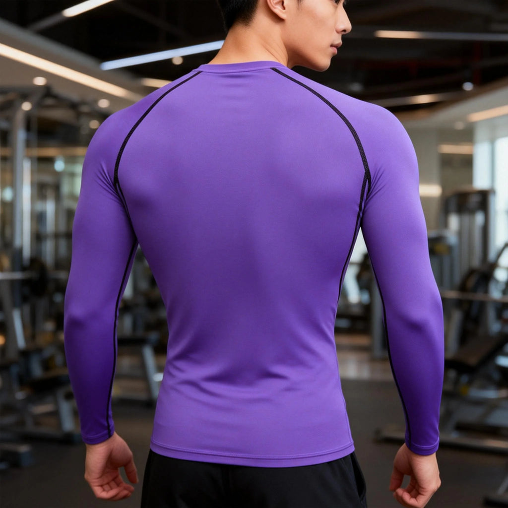 Men's Compression Running T-Shirt Long Sleeve Tight Fitting Fitness Sportswear Training Jogging Top Gym Dry Rashguard