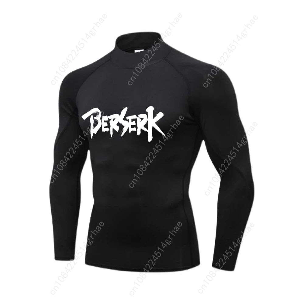 Anime Printed Men's Compression Turtleneck Shirt
