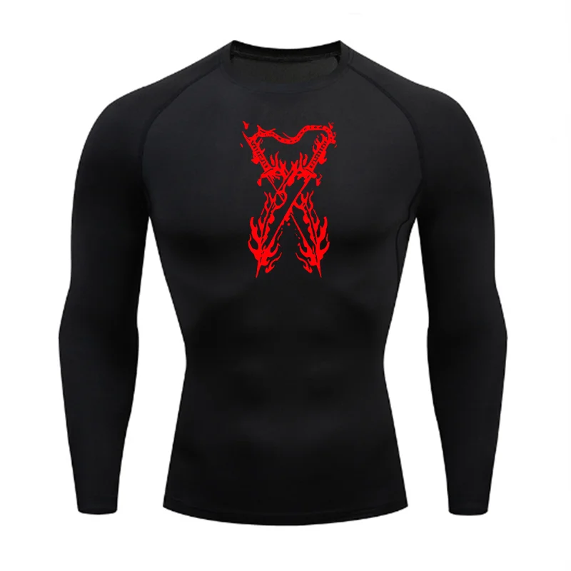Graphic Compression Shirts for Men Athletic Quick Dry Stretch Tshirts Tops Gym Workout Running Baselayers Undershirts Rash Guard