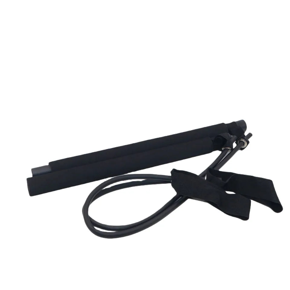 Pilates Stick - Adjustable Fitness Bar for Home Workout, Yoga, Stretching & Toning - Portable Exercise Rod with Elastic Bands