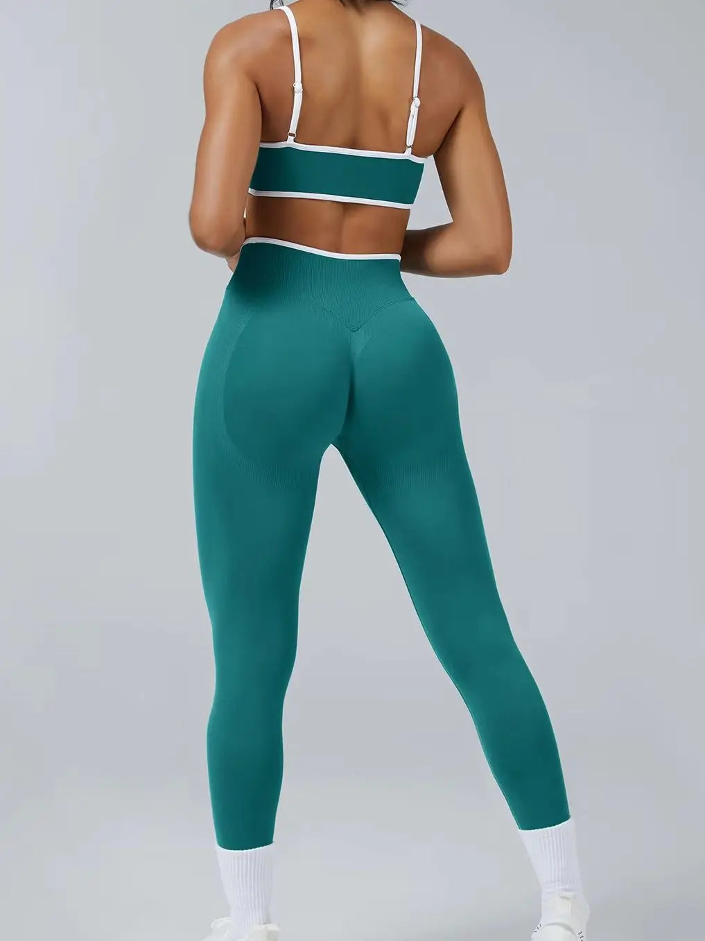 Women's Color Block Yoga Set – Sports Bra & High Waist Shorts