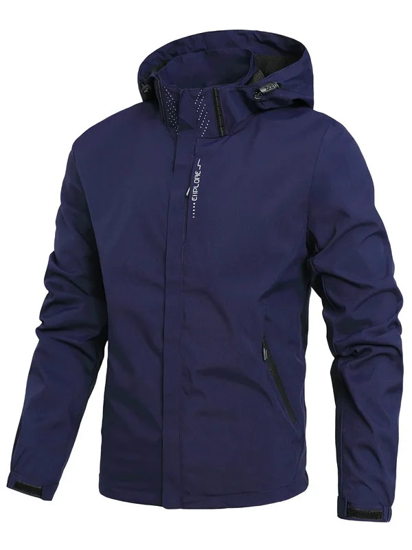 Men's Waterproof Hooded Rain Jacket – Lightweight Windproof Outdoor Jacket