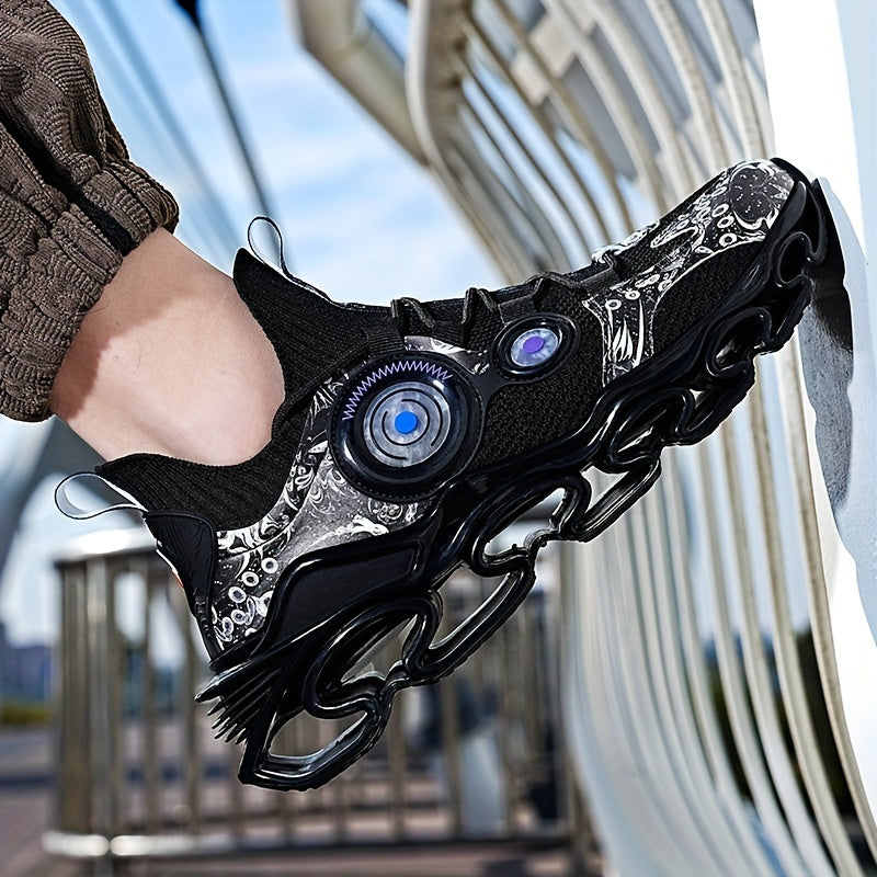 Men's Trendy Breathable Shock-Absorbing Blade Sneakers For Jogging Tennis Gym, Spring And Summer