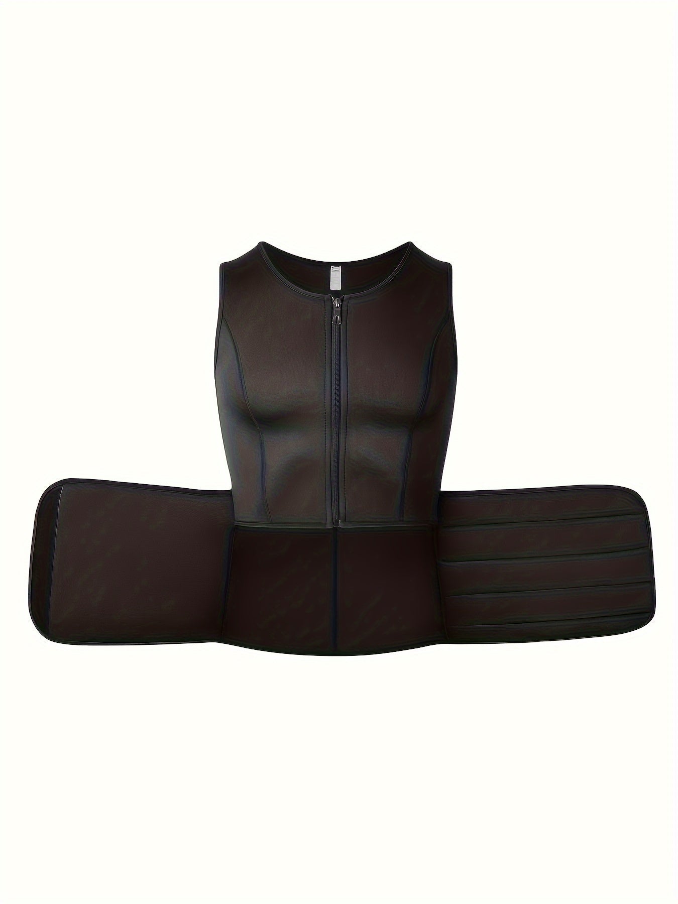 Slim Athletic Mid Stretch Compression Vest - Men's Zip Up Waist Trainer Body Shaper Tank Top For Workout Fitness Gym