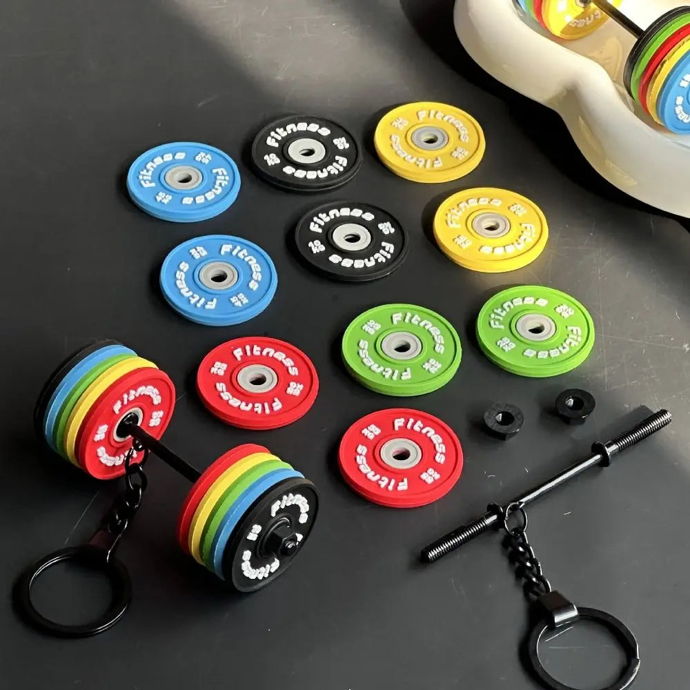 PVC Mini Barbell Keychain Barbell Sheet Detachable Dumbbell Keychain Fitness Equipment Simulation Gym Feedback Gift Sports Prize
