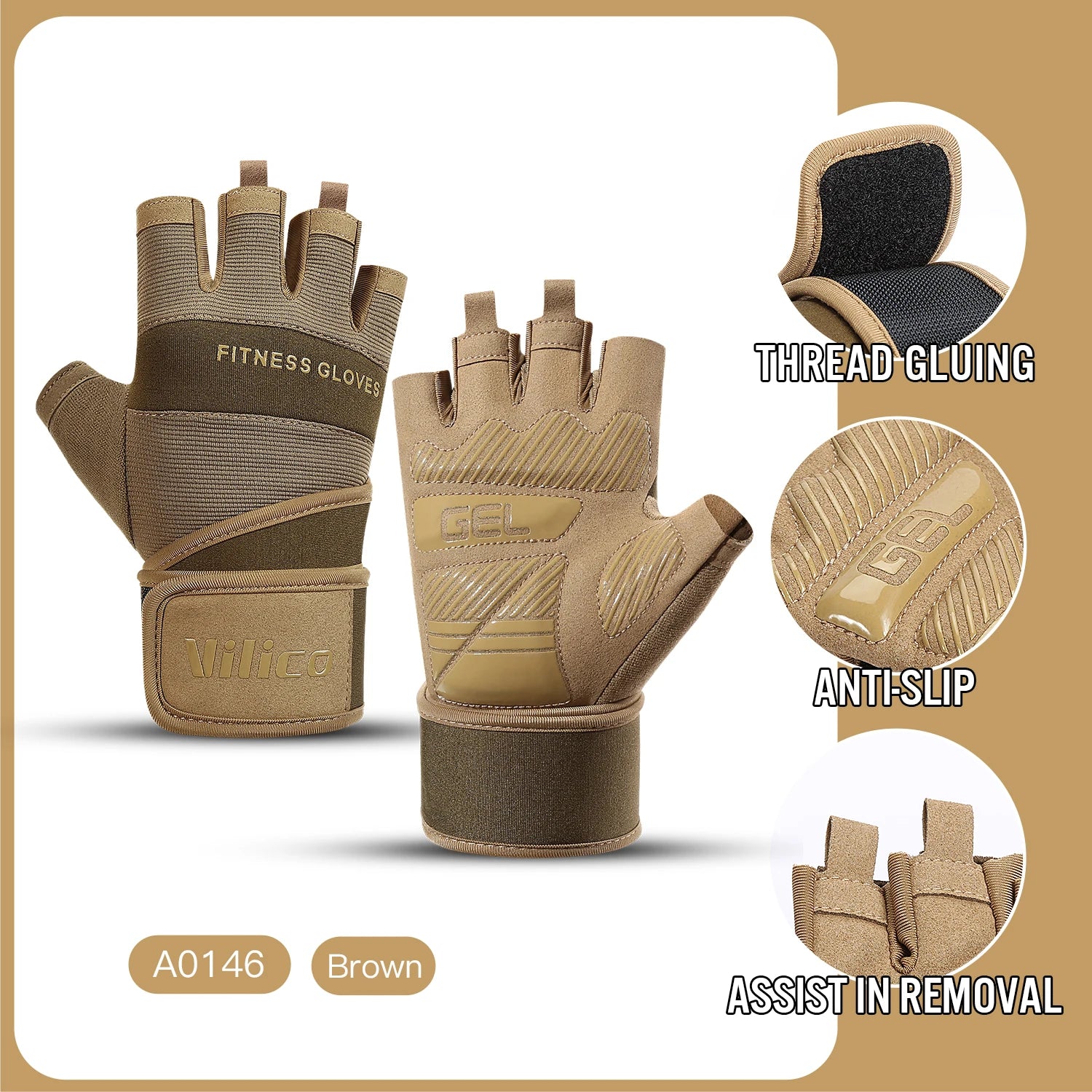 Half Finger Gym Gloves – Anti-Slip Weightlifting Gloves with Wrist Support