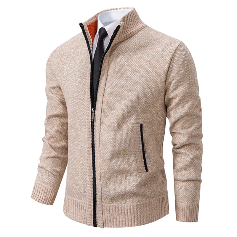 Men's Fleece Warm Zipper Cardigan – Stand Collar Sports Coat