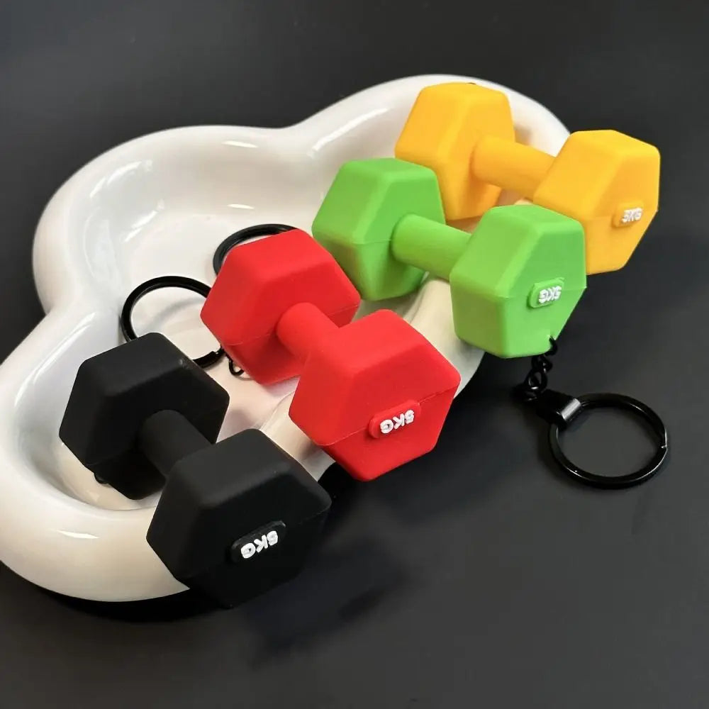 Novelty PVC Mini Barbell Keychain Barbell Sheet Exquisite Bag Pendant Fitness Equipment Accessories Gym Feedback Gift Girl
