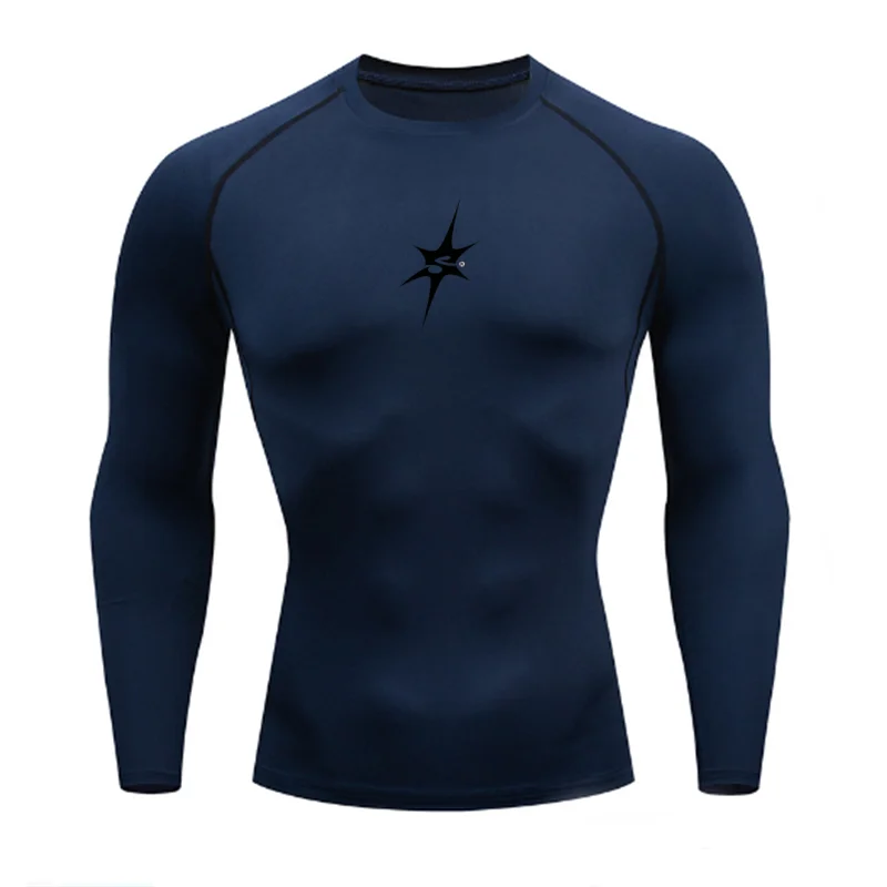 Men's Compression Running T-Shirt Long Sleeve Tight Fitting Fitness Sportswear Training Jogging Top Gym Dry Rashguard