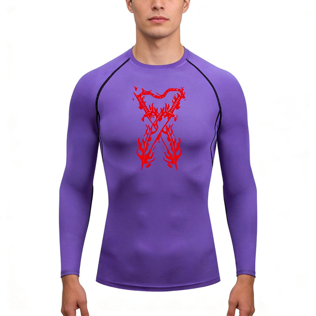 Graphic Compression Shirts for Men Athletic Quick Dry Stretch Tshirts Tops Gym Workout Running Baselayers Undershirts Rash Guard