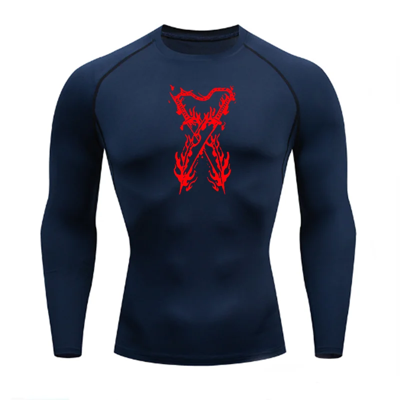 Graphic Compression Shirts for Men Athletic Quick Dry Stretch Tshirts Tops Gym Workout Running Baselayers Undershirts Rash Guard