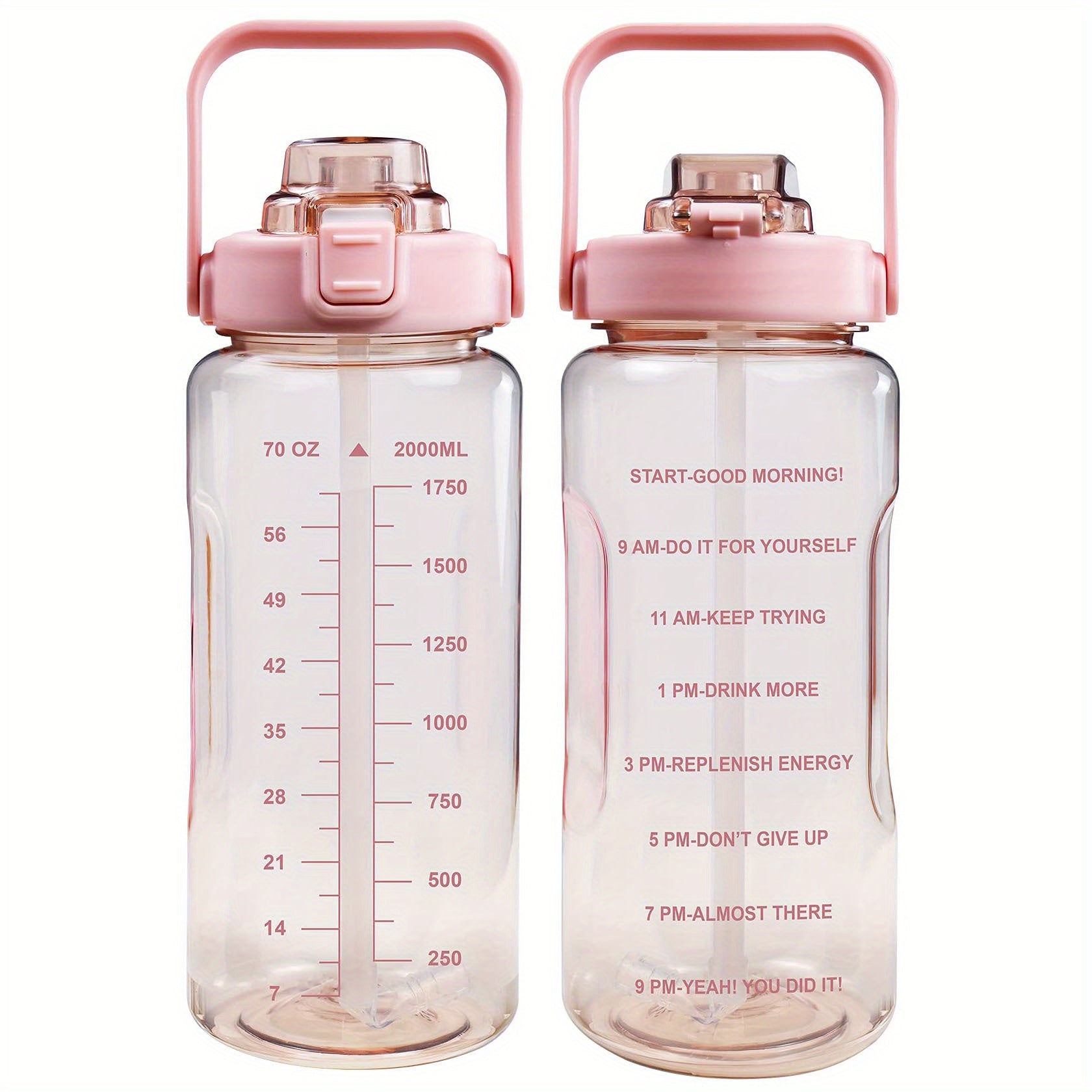 Water Bottle with Sleeve,2L,eaturing a Motivational Design with Straw and Time Stamp.  Sports Bottle for Drinking, Reusable with Insulated Neoprene, a Large Water Jug for Daily Hydrati