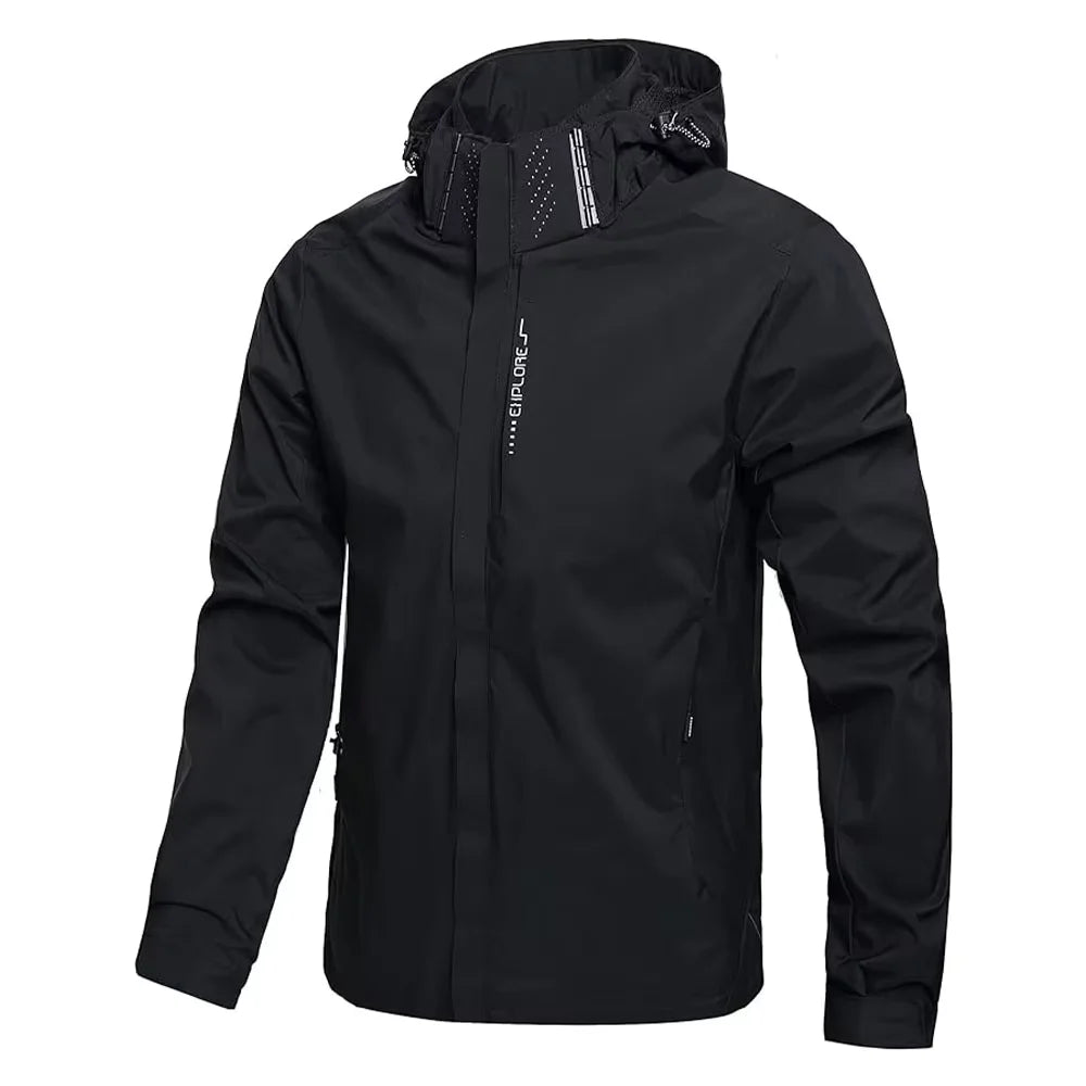 Men's Waterproof Hooded Rain Jacket – Lightweight Windproof Outdoor Jacket