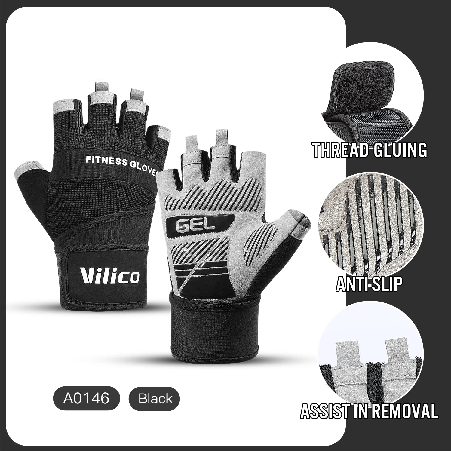 Half Finger Gym Gloves – Anti-Slip Weightlifting Gloves with Wrist Support
