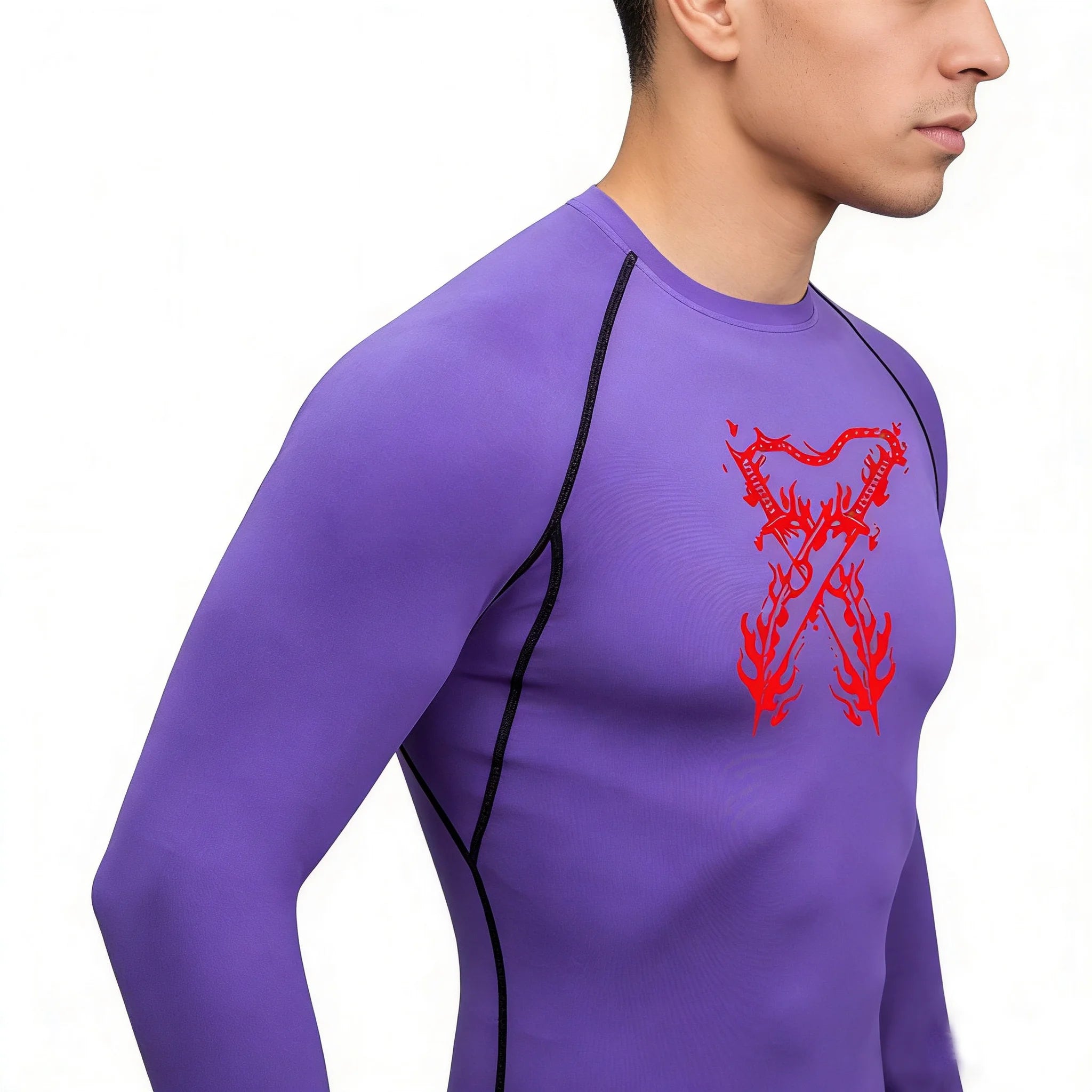 Graphic Compression Shirts for Men Athletic Quick Dry Stretch Tshirts Tops Gym Workout Running Baselayers Undershirts Rash Guard