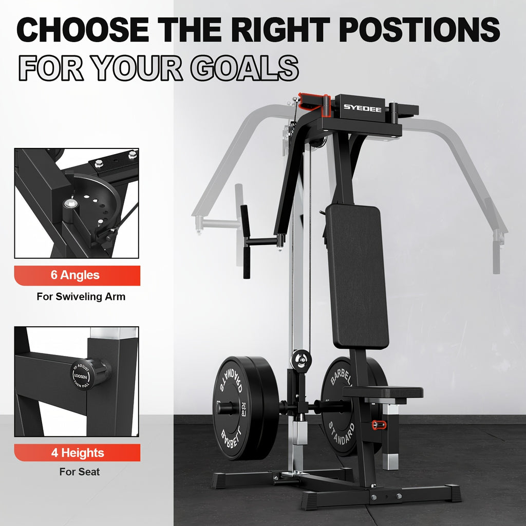 Chest Fly & Reverse Delt Machine - Adjustable Plate-Loaded Upper Body Trainer for Pectoral & Rear Deltoid Development, Compact Home Gym Equipment with Comfortable Padding, Red/Black