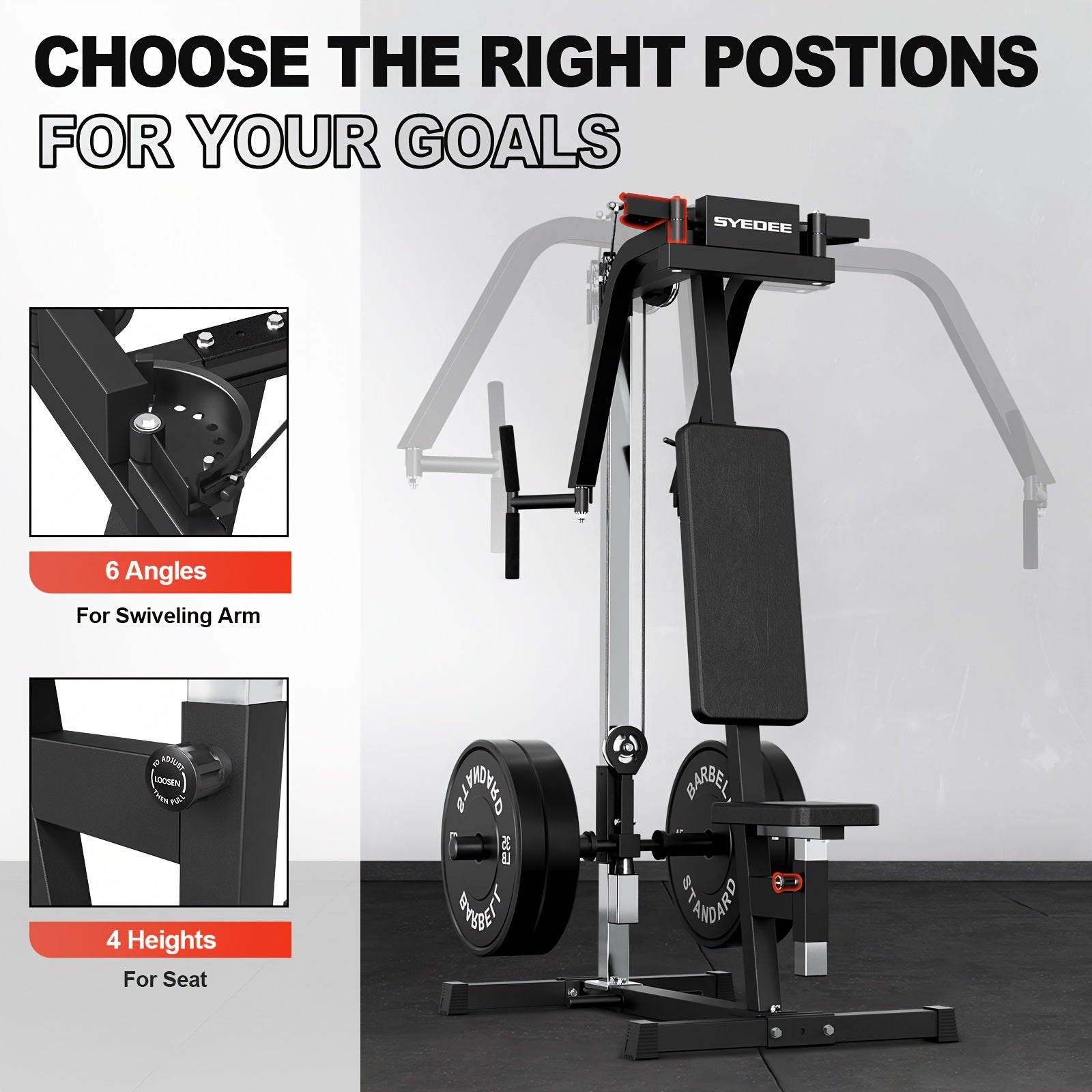Chest Fly & Reverse Delt Machine - Adjustable Plate-Loaded Upper Body Trainer for Pectoral & Rear Deltoid Development, Compact Home Gym Equipment with Comfortable Padding, Red/Black