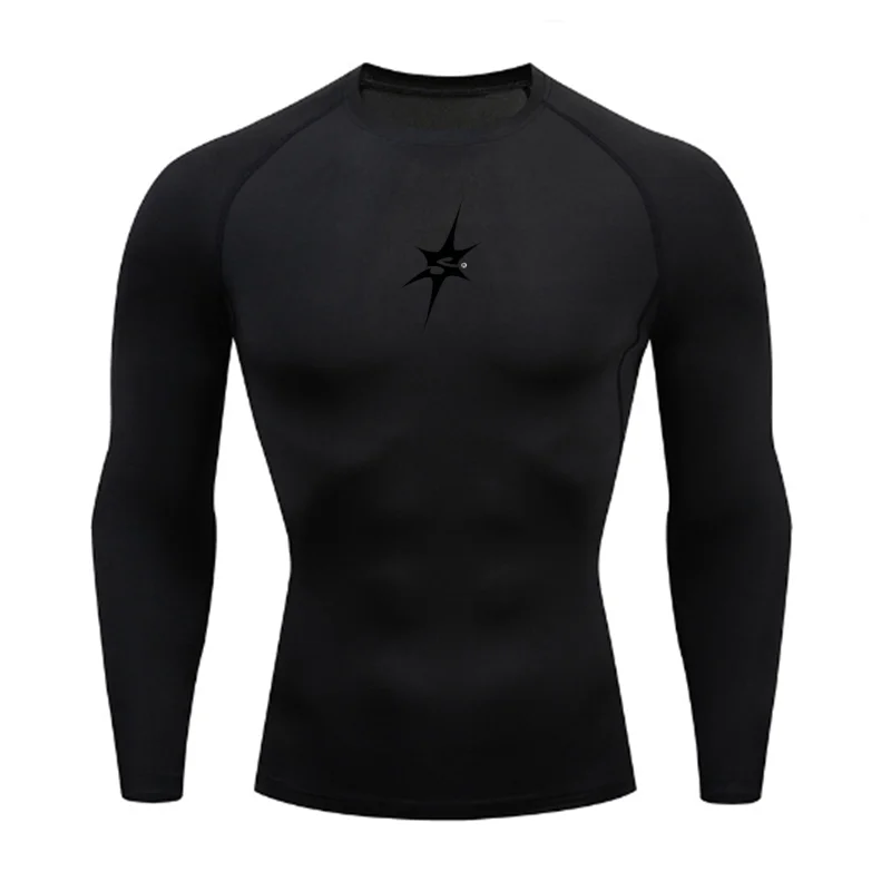 Men's Compression Running T-Shirt Long Sleeve Tight Fitting Fitness Sportswear Training Jogging Top Gym Dry Rashguard