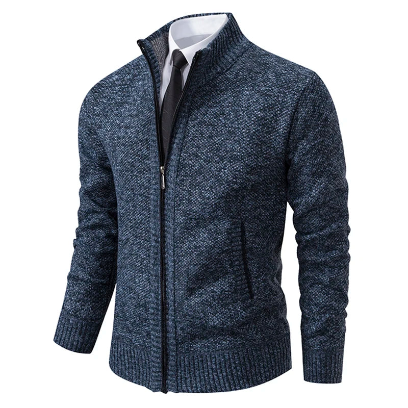 Men's Fleece Warm Zipper Cardigan – Stand Collar Sports Coat