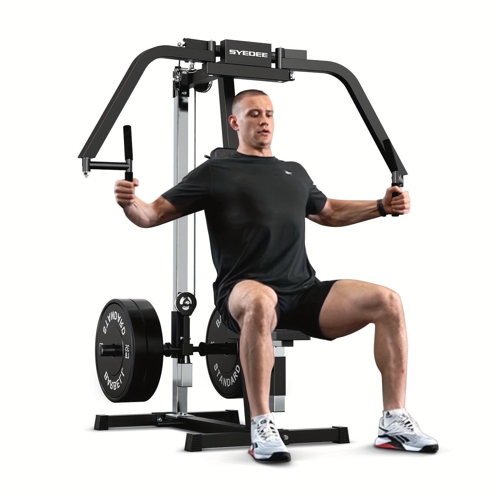 2-IN-1 Chest Fly & Reverse Delt Machine - Adjustable Plate-Loaded Upper Body Trainer for Pectoral & Rear Deltoid Development, Compact Home Gym Equipment with Comfortable Padding, Red/Black