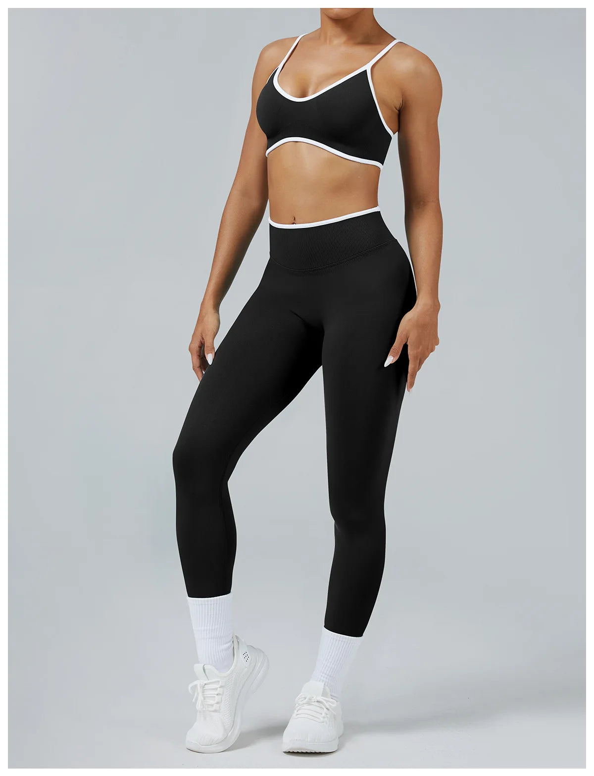 Women's Color Block Yoga Set – Sports Bra & High Waist Shorts