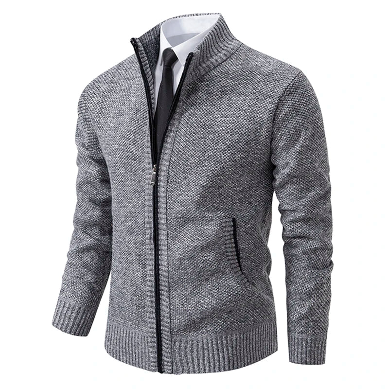 Men's Fleece Warm Zipper Cardigan – Stand Collar Sports Coat