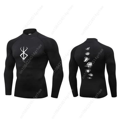 Anime Printed Men's Compression Turtleneck Shirt