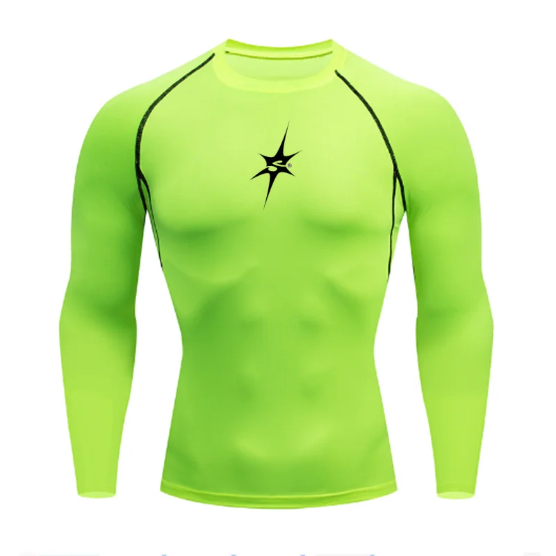Men's Compression Running T-Shirt Long Sleeve Tight Fitting Fitness Sportswear Training Jogging Top Gym Dry Rashguard