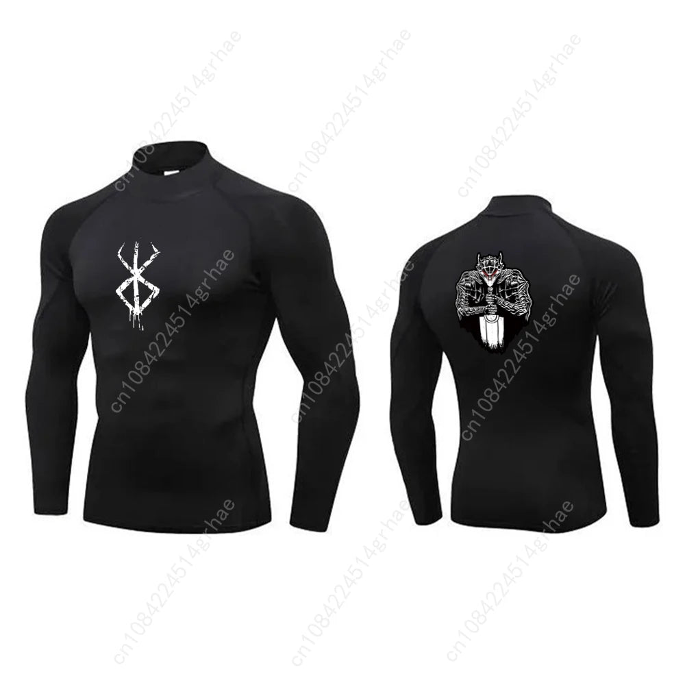 Anime Printed Men's Compression Turtleneck Shirt