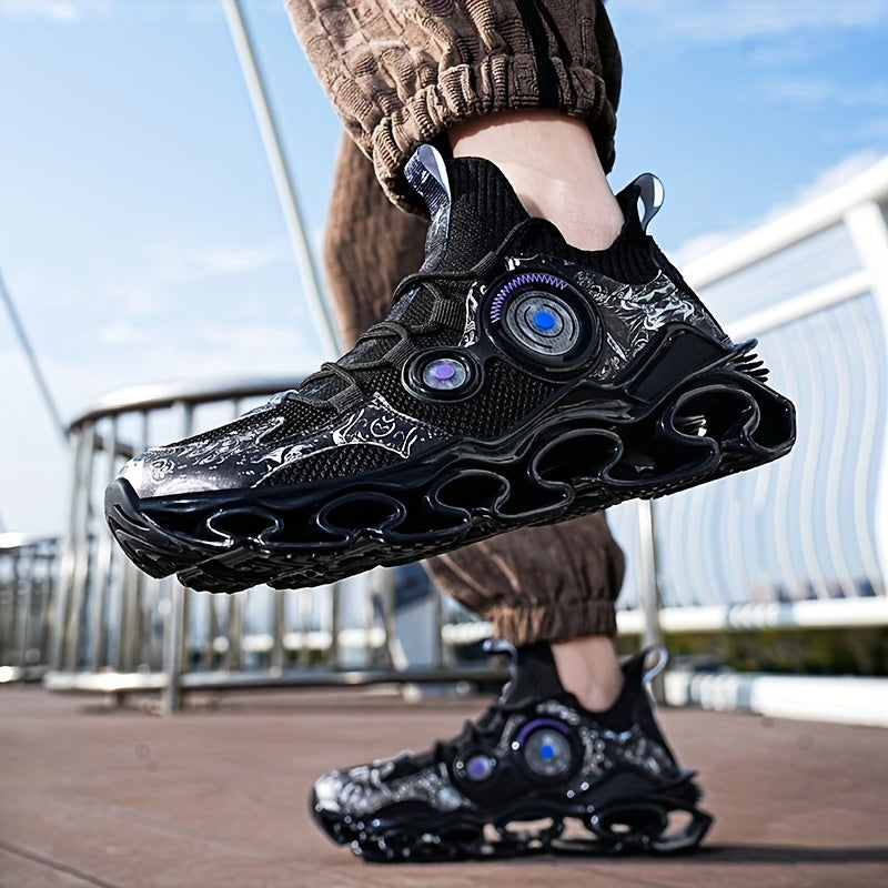 Men's Trendy Breathable Shock-Absorbing Blade Sneakers For Jogging Tennis Gym, Spring And Summer